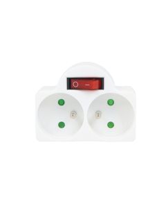 DOMINO 2X16A WIT +SCHAKELAAR