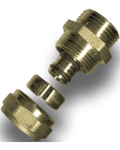 1 Klemkoppeling recht 20 mm x 3/4" F - messing