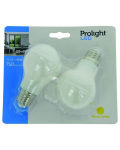 LED CLA E27 750LM 6.7W WW MW 2PC