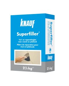Knauf, Superfiller, Product voor het uitvullen van oneffenheden op plafonds en muren, eveneens geschikt voor de reparatie van gaten en scheuren, 2,5 kg