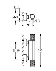 Precision Feel Thermostatische douchemengkraan