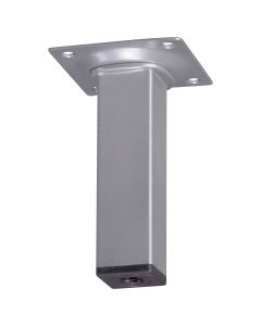 Meubelpoot metaal Vierkant 25x25mm, 10cm, aluminium kleurig