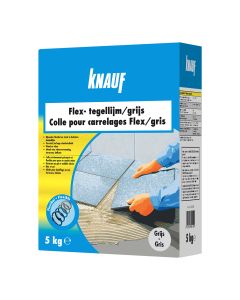 Knauf, Flex-tegellijm, Zeer flexibele poedervormige tegellijm voor muren en vloeren C2, Grijs 5kg