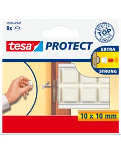 tesa® Protect Beschermblokjes zijn kleine schokbeschermers die je zo op de muur plakt om deze te beschermen tegen schade van bijvoorbeeld een deurknop.
