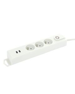 3V STOPCONTACT +SCH +2USB +1.5M W