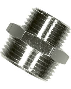 1 Verloopnippel 3/4" M x 1/2" M - verchroomd