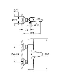 Precision Trend Thermostatische badmengkraan