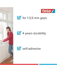 tesamoll Standard I-Profiel tochtstrip zelfklevend, 6m:9mm:4mm, wit