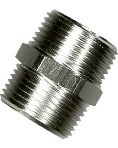1 Dubbel nippel 3/8" MM - verchroomd