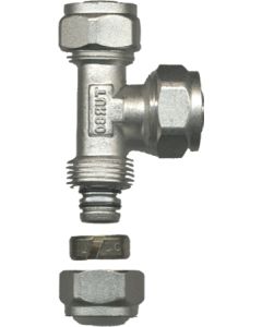1 klemkoppeling T-stuk 20 x 20 x 20 mm - messing