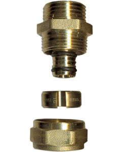1 Klemkoppeling recht 20 mm x 3/4" M - messing