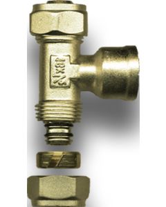 1 klemkoppeling T-stuk 20 mm x 1/2"F x 20 mm - messing