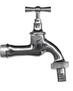 1 Dubbel dienstkraan met tuinslangkoppeling 1/2" M - Messing