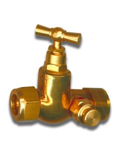 1 Waterstopkraan bico met aftapper 15 x 15 mm - messing