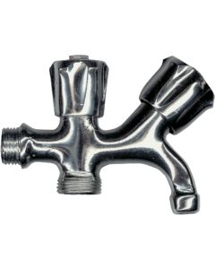 1 Dubbele hoekstopkraan 1/2" x 3/4" - Messing