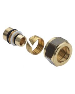 1 Klemkoppeling recht 15 mm x 16 mm - messing