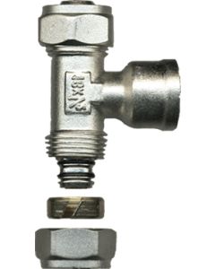 1 klemkoppeling T-stuk 16 mm x 1/2"F x 16 mm - messing
