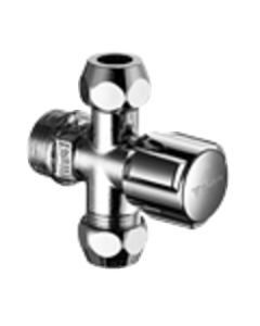 Schell - hoekstopkraan - met 2 afvoeren 3/8" M - voor koperen buis D 10 - met Comfort-greep - 1/2" - chroom