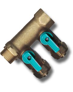 1 Collector 2 afsluitkranen 3/4" MF blauw - messing
