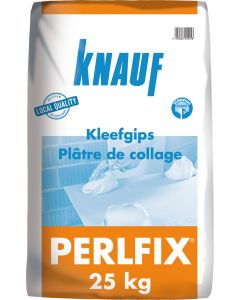Knauf, Perlfix, Speciaal kleefgips voor de bevestiging van standaardplaten en isolatieplaten op metselwerk, 25 kg, wit