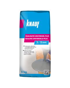 Knauf, Egalisatie Universeel Plus, Zelfnivellerend egalisatiemateriaal voor houten vloeren, dekvloeren en betonvloeren, voor binnen en buiten, 5 kg