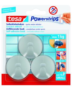 tesa Powerstrips® Haken Small Rond hebben een draagkracht van 1kg. Ook geschikt voor tijdelijke bevestiging onderweg.